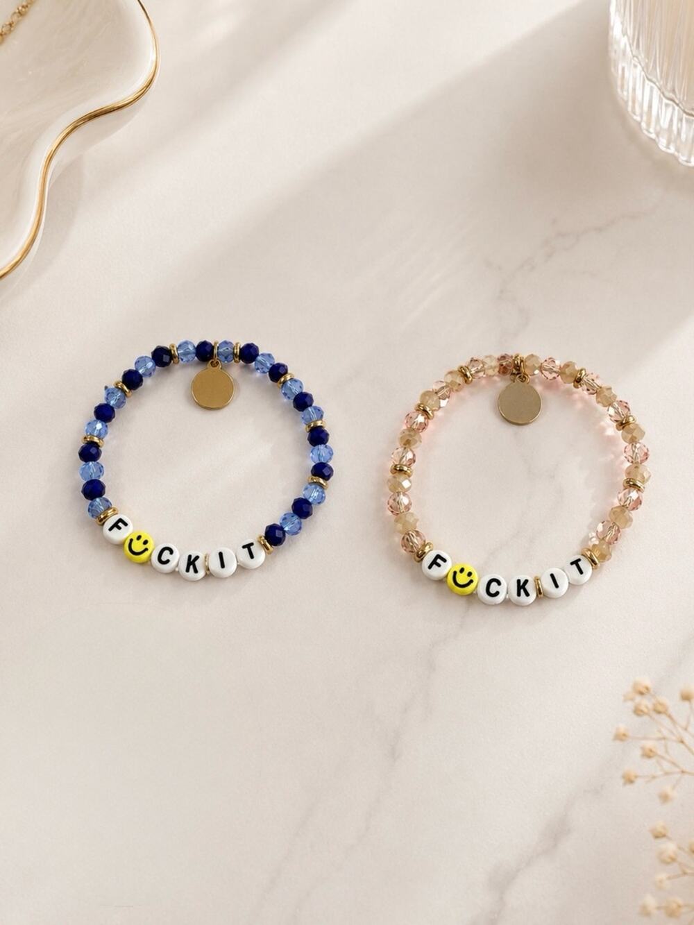 Set of 2- “f it” Beaded cute Bracelet bundle funny adult humor Y2K preppy gift